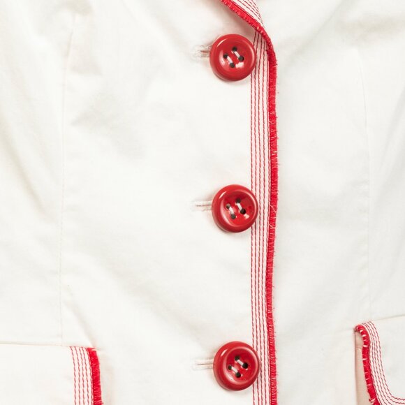 Moschino Cheap and Chic White Cotton Red-Embroidered Blazer - Picture 7 of 11